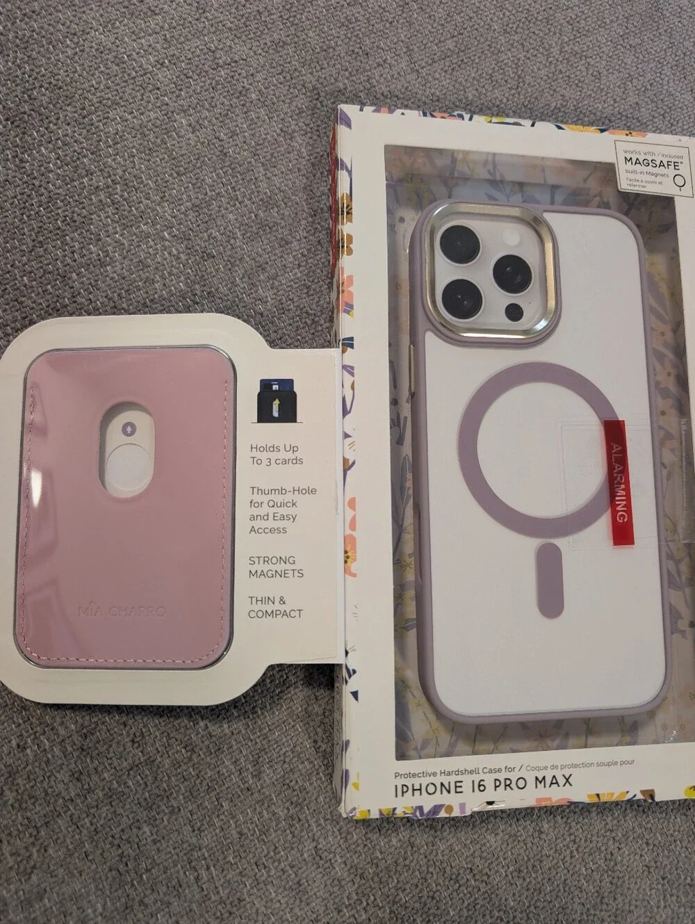 Mia Charro iPhone 16 Pro Max Case And Magnetic Card Holder Floral Lavender